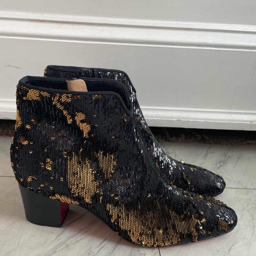 Christian Louboutin Disco 70’s 55mm sequin ankle booties Size: 38.5